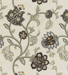 Floral Fantasy Fabric by Mulberry Home Woodsmoke Floral Fantasy Fabric by Mulberry Home Woodsmoke