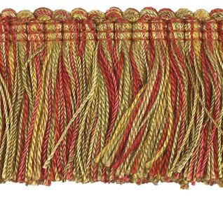 Multi-Colour Moss Fringe 50mm Trimming by Houles Red and Gold Multi-Colour Moss Fringe 50mm Trimming by Houles Red and Gold