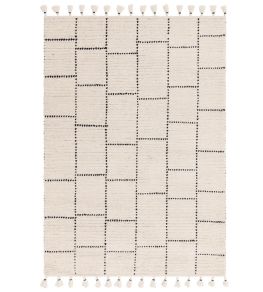 Nepal Tile Rug by Asiatic Cream Black Nepal Tile Rug by Asiatic Cream Black
