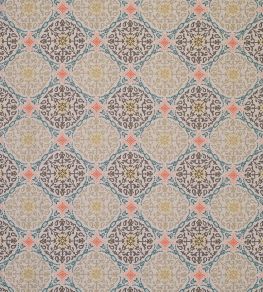 La Moulade Fabric by Nina Campbell Beige/Teal/Chocolate La Moulade Fabric by Nina Campbell Beige/Teal/Chocolate