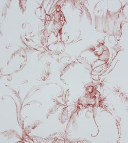 Barbary Toile Wallpaper by Nina Campbell Coral Red