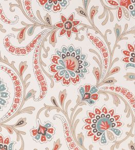 Baville Wallpaper by Nina Campbell RED/TEAL/TAUPE Baville Wallpaper by Nina Campbell RED/TEAL/TAUPE