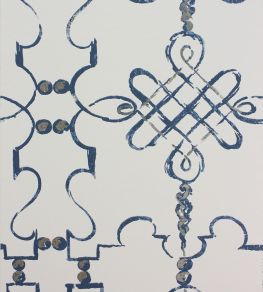 Portavo Wallpaper by Nina Campbell Indigo/Ivory
