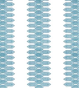 Nola Stripe Embroidery Fabric by Thibaut Aqua