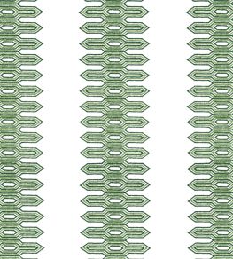 Nola Stripe Embroidery Fabric by Thibaut Green