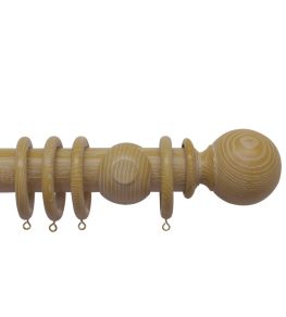 Oakham 50mm Wooden Pole Honey, Ball finial Honey