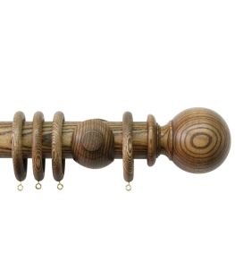 Oakham 50mm Wooden Pole Light Oak, Ball finial Light Oak