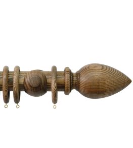 Oakham 50mm Wooden Pole Light Oak, Cone finial Light Oak