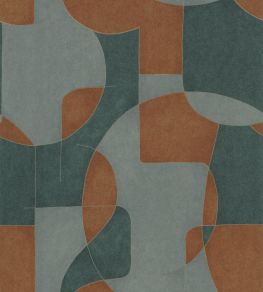 Op'art Wallpaper by Casadeco Vert / Cuivre Op'art Wallpaper by Casadeco Vert / Cuivre