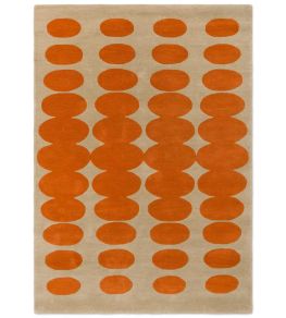 Optical Oval Rug by Orla Kiely Orange/Sand Optical Oval Rug by Orla Kiely Orange/Sand