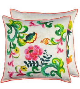 Osier Damasse Cushion 50 x 50cm by Designers Guild Fuchsia
