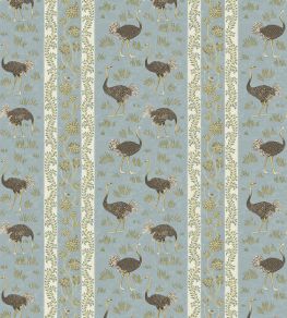 Ostrich Stripe Wallpaper by Josephine Munsey Mid Blue and White