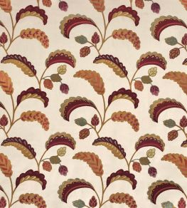 Palm Wave Fabric by Ian Sanderson Garnet