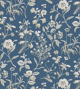 Paper Flora Wallpaper by Josephine Munsey Blue Paper Flora Wallpaper by Josephine Munsey Blue