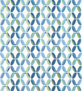 Passageway Embroidery Fabric by Thibaut Blue and Green Passageway Embroidery Fabric by Thibaut Blue and Green