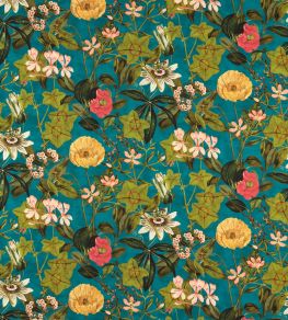 Passiflora Outdoor Fabric by Clarke & Clarke Kingfisher Passiflora Outdoor Fabric by Clarke & Clarke Kingfisher