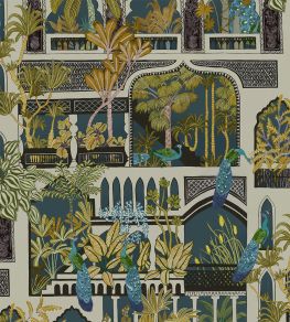 Peacock Arches Wallpaper by Josephine Munsey Dark Teal Peacock Arches Wallpaper by Josephine Munsey Dark Teal