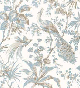 Peacock Toile Wallpaper by Anna French Soft Blue & Beige Peacock Toile Wallpaper by Anna French Soft Blue & Beige