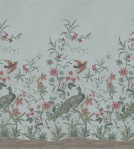 Peacock Toile Scene 1 Mural by Designers Guild Sky Blue Peacock Toile Scene 1 Mural by Designers Guild Sky Blue