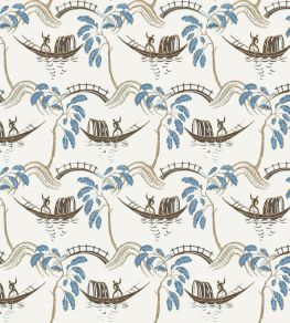 Peggy Fabric by Nina Campbell Blue/Chocolate/Ivory Peggy Fabric by Nina Campbell Blue/Chocolate/Ivory