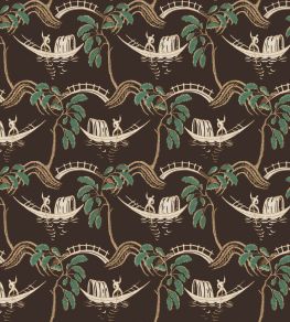 Peggy Fabric by Nina Campbell Chocolate/Jade Peggy Fabric by Nina Campbell Chocolate/Jade