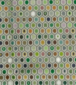 Pelangi Velvet Fabric by Osborne & Little Leaf/Amber/Steel Pelangi Velvet Fabric by Osborne & Little Leaf/Amber/Steel