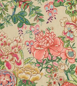 Peony Garden Fabric by Thibaut Beige Peony Garden Fabric by Thibaut Beige