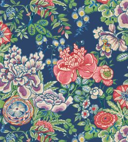 Peony Garden Wallpaper by Thibaut Navy