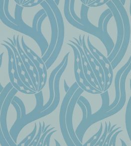 Persian Tulip Wallpaper by Zoffany Blue Stone