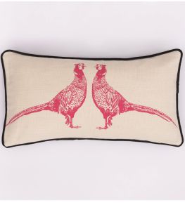 Pheasant Cushion 26 x 46cm by Barneby Gates Pink On Cream Pheasant Cushion 26 x 46cm by Barneby Gates Pink On Cream