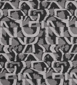 Piero Jacquard Fabric by Clarke & Clarke Noir Piero Jacquard Fabric by Clarke & Clarke Noir