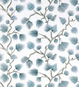 Pignoli Wallpaper by Scalamandre Teal Pignoli Wallpaper by Scalamandre Teal