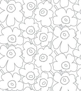 Piirto Unikko Metallic Wallpaper by Marimekko Silver Piirto Unikko Metallic Wallpaper by Marimekko Silver