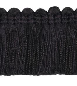 Plain Mat Moss Fringe 45mm Trimming by Houles Black Plain Mat Moss Fringe 45mm Trimming by Houles Black