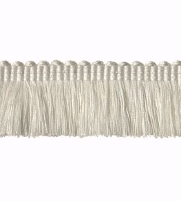 Plain Mat Moss Fringe 45mm Trimming by Houles White