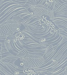 Plenty More Fish Wallpaper by Langelid Von Bromssen Washed Denim Plenty More Fish Wallpaper by Langelid Von Bromssen Washed Denim