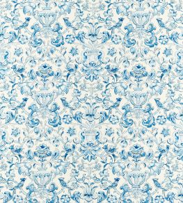 Pompadour Print Fabric by Zoffany Indigo