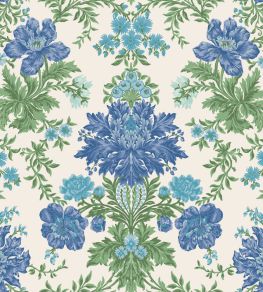 Poppies Wallpaper by Cole & Son Sapphire, Cerulean & Moss on Stone