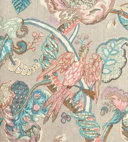 Poppinjay Linen Fabric by Ian Sanderson Copper Grey