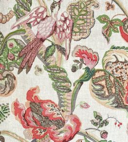 Poppinjay Linen Fabric by Ian Sanderson Rosa Mundi