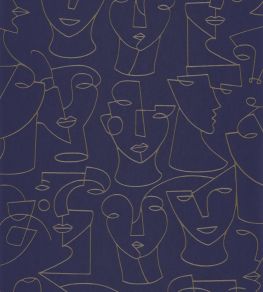 Portrait Wallpaper by Casadeco Bleu / Beige