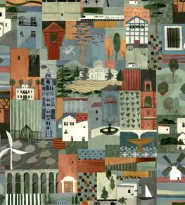 Postal Wallpaper by Tres Tintas Blue Postal Wallpaper by Tres Tintas Blue