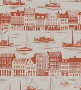 Postcard to Inger Wallpaper by Mini Moderns Harvest Orange Postcard to Inger Wallpaper by Mini Moderns Harvest Orange