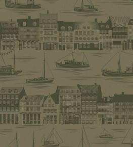 Postcard to Inger Wallpaper by Mini Moderns Olive Postcard to Inger Wallpaper by Mini Moderns Olive