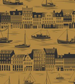 Postcard to Inger Wallpaper by Mini Moderns Orchard Ochre Postcard to Inger Wallpaper by Mini Moderns Orchard Ochre