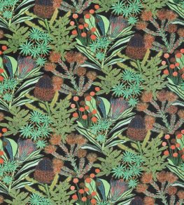 Protea Print Fabric by Thibaut Black Protea Print Fabric by Thibaut Black