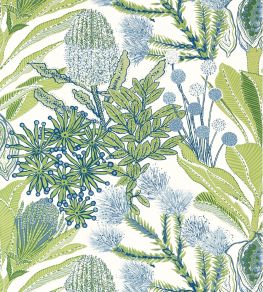 Protea Wallpaper by Thibaut Green and Blue Protea Wallpaper by Thibaut Green and Blue