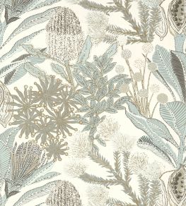 Protea Wallpaper by Thibaut Neutral and Spa Blue