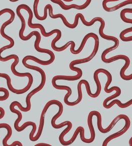 Rainforest Squiggle Mural by Cole & Son Rouge & Burgundy on Soft Blue Rainforest Squiggle Mural by Cole & Son Rouge & Burgundy on Soft Blue