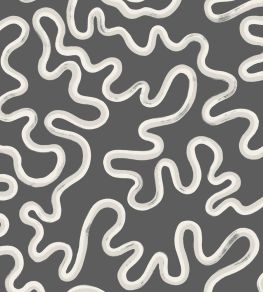 Rainforest Squiggle Mural by Cole & Son White & Grey on Charcoal Rainforest Squiggle Mural by Cole & Son White & Grey on Charcoal